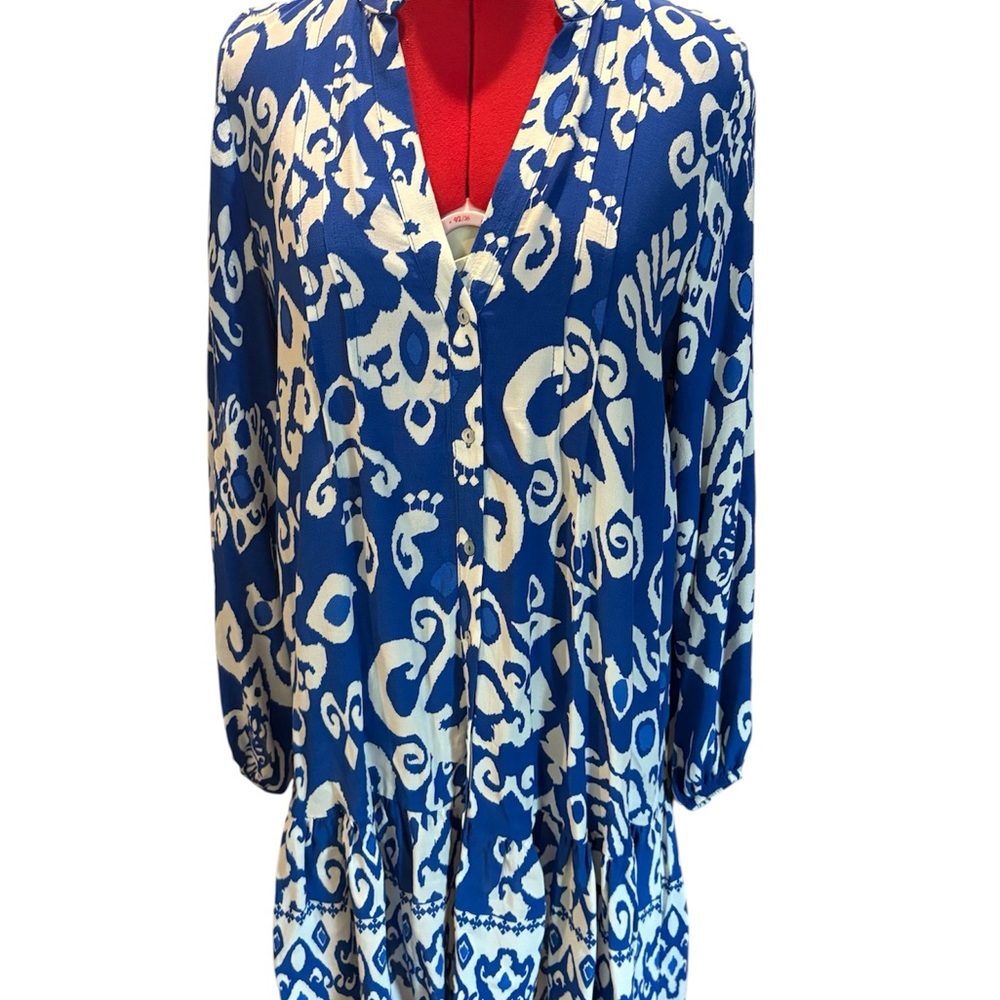 Zara Blue and White Patterned Dress